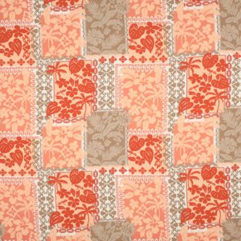 Viskose-Webware Blüten-Patchwork in Pfirsich, Nahaufnahme der Oberfläche